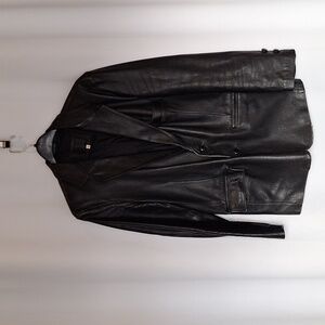 Recuerdo black leather blazer  Jacket Coat size 42